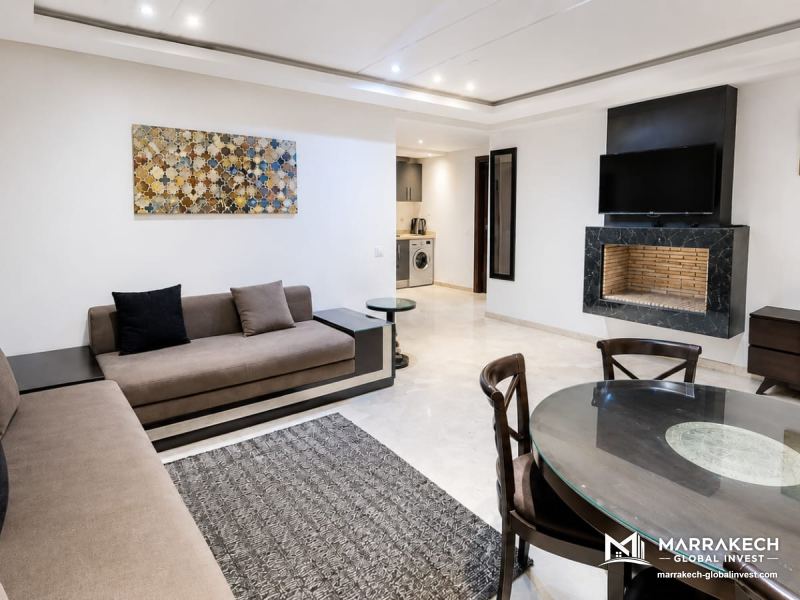 Studio haut standing meublé avec cheminée à louer – Guéliz, Marrakech