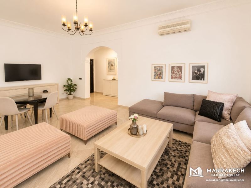 Appartement F3 meublé avec piscine et jardin à louer – Palmeraie, Marrakech